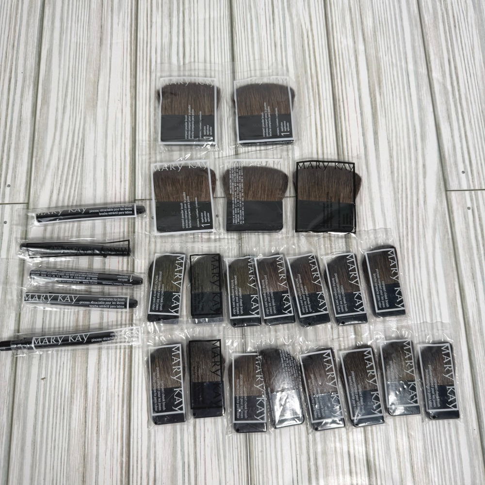 Mary Kay Makeup Brush Lot 25pc Retractable Lip Compact Powder and Cheek Brushes